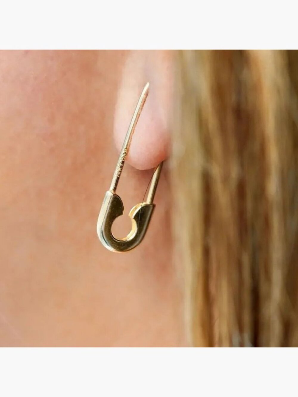 14K Real Gold Safety Pin Earrings | Minimalist Earrings